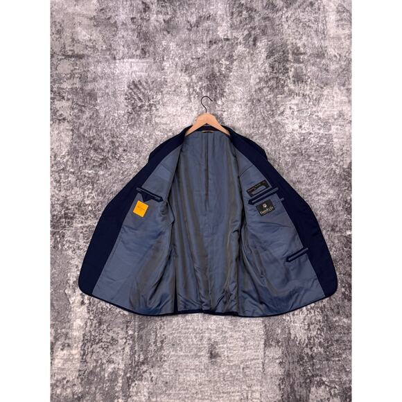 Hickey Freeman Blazer 48 R Mens Blue Plaid Wool Full Canvas Sport Coat Jacket - Picture 4 of 11